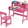 image:imageINFANS Table and Chair Set Toddler Wooden Student Study Desk with Chair Storage Hutch Compartments Drawers for Writing Drawing Children Furniture for Bedroom School Boys Girls 3 Years OldPink