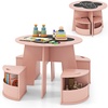 image:imageINFANS Toddler Table and Chair Set Wooden Table and 4 Chairs with Nesting Design Storage Drawers Children MultiActivity Table for Art Crafts Draw Read for Boys Girls Aged 3Pink
