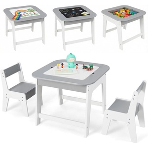 image:imageINFANS Kids Table and Chair Set Wooden Activity Table for Toddlers Arts Crafts Drawing Reading Playing Building Block Drawing Children Natural Furniture Set for Playroom NurseryGrey