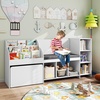 image:imageINFANS Kids Bookshelf Toy Storage Organizer with Reading Nook Seat Cushion Drawer on Wheels and 6 Storage Cubbies 3Tier Bookcase with Bench for Nursery Bedroom Playroom