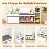 image:imageINFANS Kids Bookshelf Toy Storage Organizer with Reading Nook Seat Cushion Drawer on Wheels and 6 Storage Cubbies 3Tier Bookcase with Bench for Nursery Bedroom Playroom
