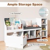 image:imageINFANS Kids Bookshelf Toy Storage Organizer with Reading Nook Seat Cushion Drawer on Wheels and 6 Storage Cubbies 3Tier Bookcase with Bench for Nursery Bedroom Playroom