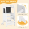 image:imageINFANS Toddler Standing Tower Kids Montessori Kitchen Step Stool Helper with 2 Adjustable Height Learning Blackboard Safety Rail Wooden AntiSlip Mats 13 Year Old Boy Girl GiftsWhite