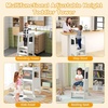 image:imageINFANS Toddler Standing Tower Kids Montessori Kitchen Step Stool Helper with 2 Adjustable Height Learning Blackboard Safety Rail Wooden AntiSlip Mats 13 Year Old Boy Girl GiftsWhite