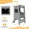 image:imageINFANS Toddler Standing Tower Kids Montessori Kitchen Step Stool Helper with 2 Adjustable Height Learning Blackboard Safety Rail Wooden AntiSlip Mats 13 Year Old Boy Girl GiftsGray