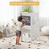 image:imageINFANS Toddler Standing Tower Kids Montessori Kitchen Step Stool Helper with 2 Adjustable Height Learning Blackboard Safety Rail Wooden AntiSlip Mats 13 Year Old Boy Girl GiftsWhite