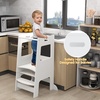 image:imageINFANS Toddler Standing Tower Kids Montessori Kitchen Step Stool Helper with 2 Adjustable Height Learning Blackboard Safety Rail Wooden AntiSlip Mats 13 Year Old Boy Girl GiftsWhite