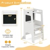 image:imageINFANS Toddler Standing Tower Kids Montessori Kitchen Step Stool Helper with 2 Adjustable Height Learning Blackboard Safety Rail Wooden AntiSlip Mats 13 Year Old Boy Girl GiftsWhite