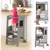 image:imageINFANS Toddler Standing Tower Kids Montessori Kitchen Step Stool Helper with 2 Adjustable Height Learning Blackboard Safety Rail Wooden AntiSlip Mats 13 Year Old Boy Girl GiftsGray