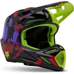 imageFox Racing Unisex V3 Motocross Dirt Bike HelmetFluorescent Yellow Throttle