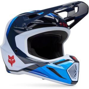 imageFox Racing Unisex V3 Motocross Dirt Bike HelmetWhiteBlue Fade