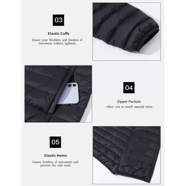 MAGCOMSEN Men's Lightweight Puffer Jacket Hooded Full Zip Water-Resistant Quilted Lined Winter Coats