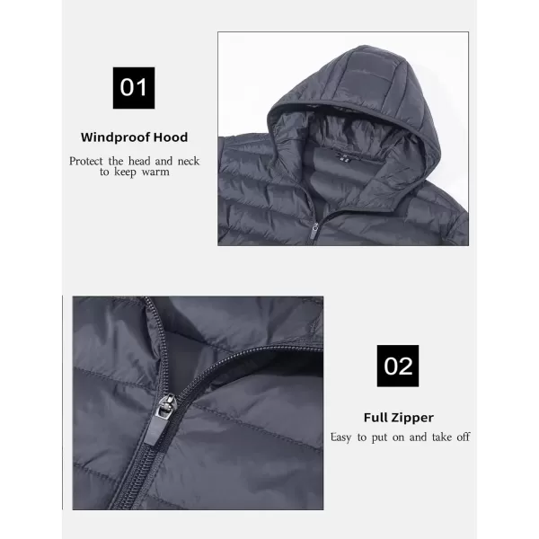 MAGCOMSEN Men's Lightweight Puffer Jacket Hooded Full Zip Water-Resistant Quilted Lined Winter Coats