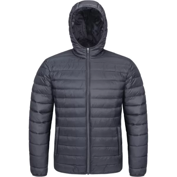 MAGCOMSEN Men's Lightweight Puffer Jacket Hooded Full Zip Water-Resistant Quilted Lined Winter Coats