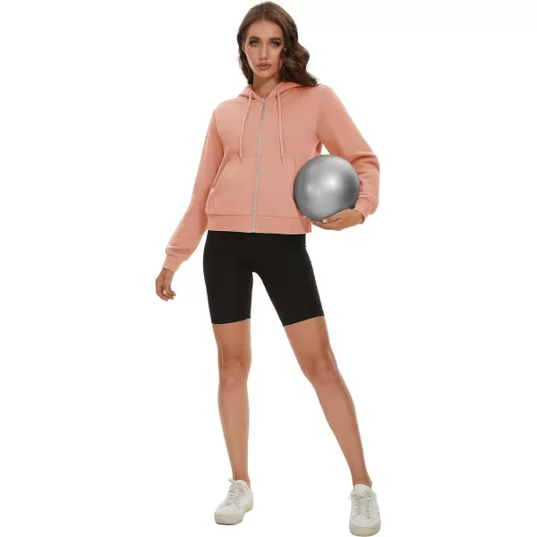 MAGCOMSEN Women's Cropped Hoodie Sweatshirt Fleece Lined Full Zip Up Jacket With Pockets