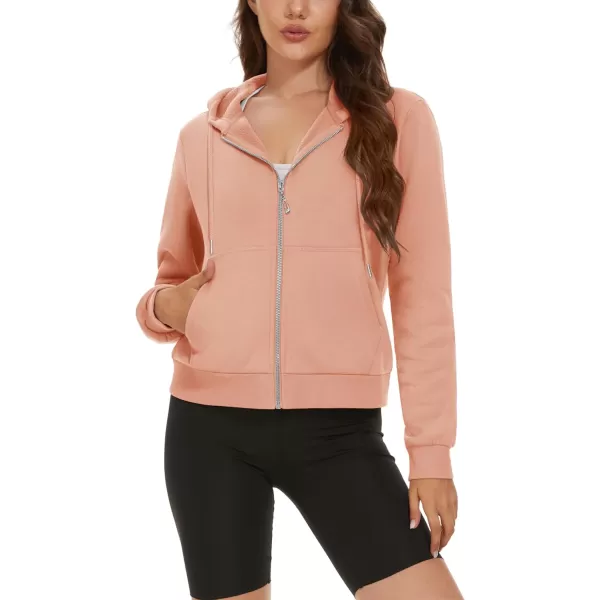 MAGCOMSEN Women's Cropped Hoodie Sweatshirt Fleece Lined Full Zip Up Jacket With Pockets