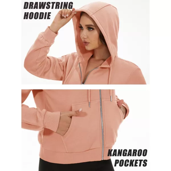 MAGCOMSEN Women's Cropped Hoodie Sweatshirt Fleece Lined Full Zip Up Jacket With Pockets