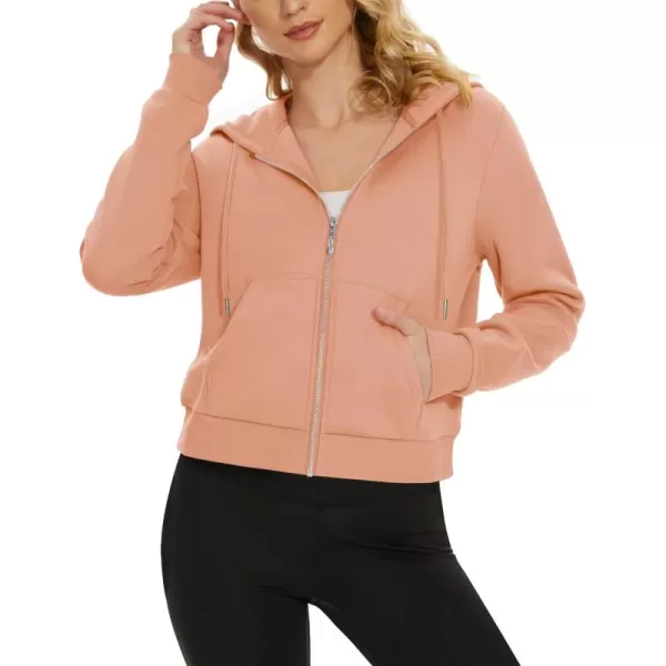 MAGCOMSEN Women's Cropped Hoodie Sweatshirt Fleece Lined Full Zip Up Jacket With Pockets