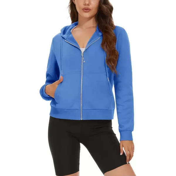 MAGCOMSEN Women's Cropped Hoodie Sweatshirt Fleece Lined Full Zip Up Jacket With Pockets