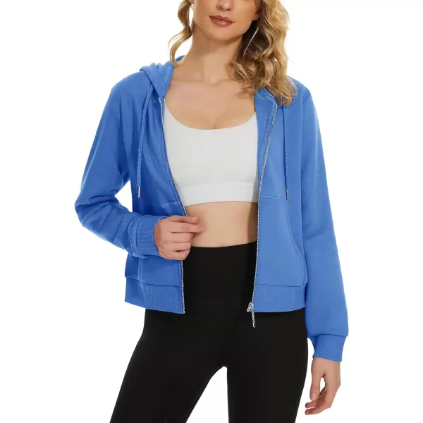 MAGCOMSEN Women's Cropped Hoodie Sweatshirt Fleece Lined Full Zip Up Jacket With Pockets