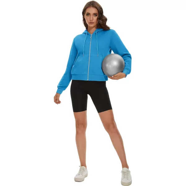 MAGCOMSEN Women's Cropped Hoodie Sweatshirt Fleece Lined Full Zip Up Jacket With Pockets