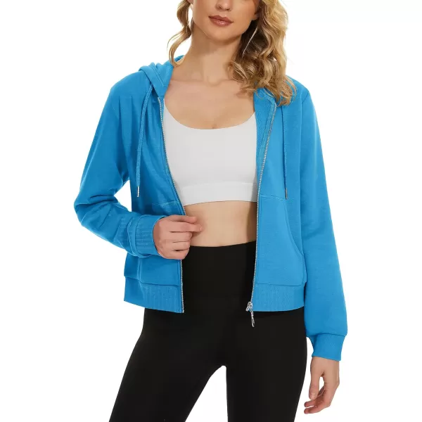 MAGCOMSEN Women's Cropped Hoodie Sweatshirt Fleece Lined Full Zip Up Jacket With Pockets