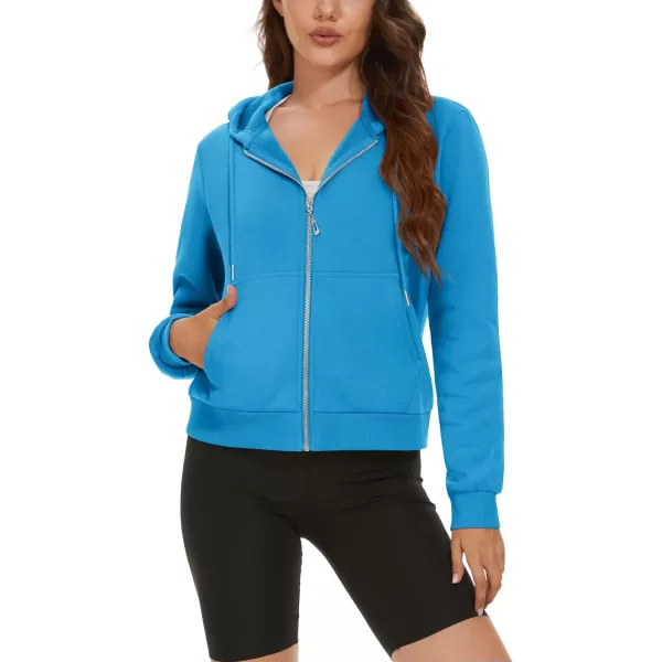 MAGCOMSEN Women's Cropped Hoodie Sweatshirt Fleece Lined Full Zip Up Jacket With Pockets