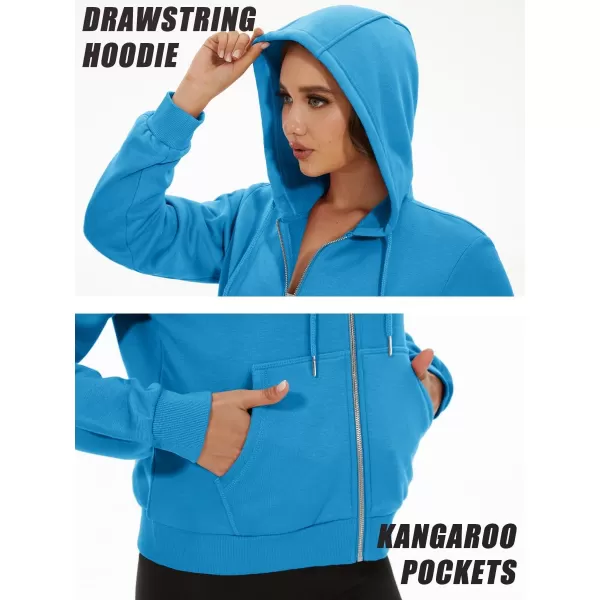 MAGCOMSEN Women's Cropped Hoodie Sweatshirt Fleece Lined Full Zip Up Jacket With Pockets