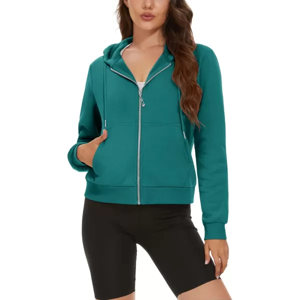 MAGCOMSEN Women's Cropped Hoodie Sweatshirt Fleece Lined Full Zip Up Jacket With Pockets