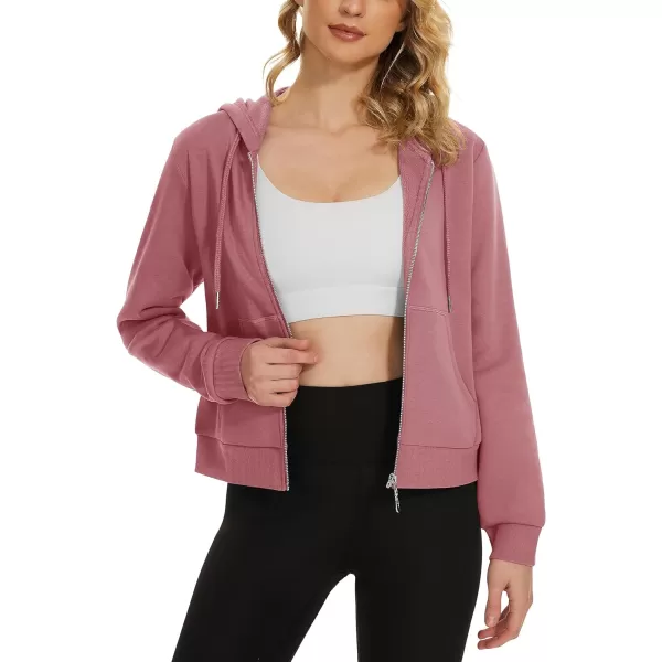 MAGCOMSEN Women's Cropped Hoodie Sweatshirt Fleece Lined Full Zip Up Jacket With Pockets