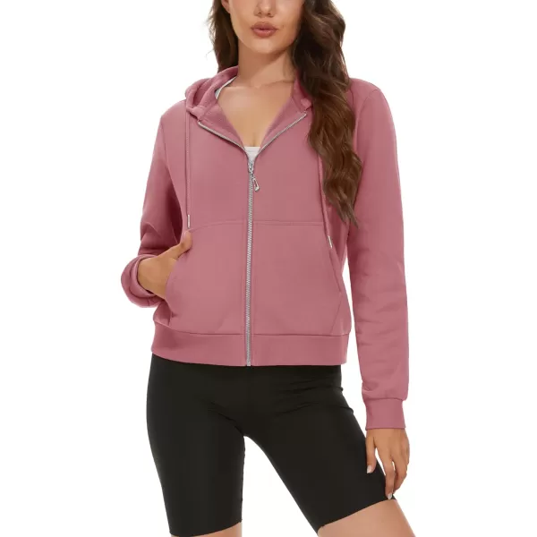MAGCOMSEN Women's Cropped Hoodie Sweatshirt Fleece Lined Full Zip Up Jacket With Pockets