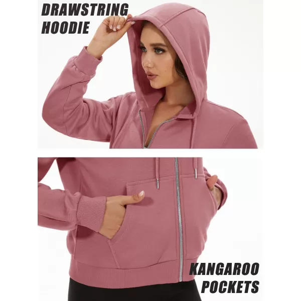MAGCOMSEN Women's Cropped Hoodie Sweatshirt Fleece Lined Full Zip Up Jacket With Pockets