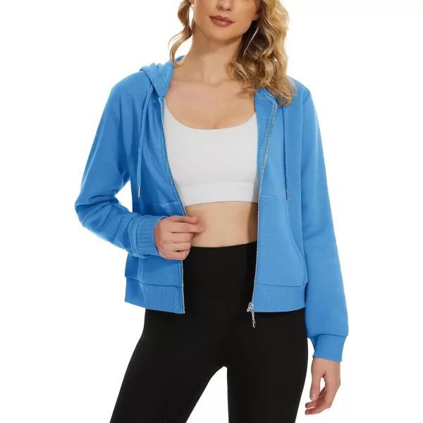 MAGCOMSEN Women's Cropped Hoodie Sweatshirt Fleece Lined Full Zip Up Jacket With Pockets