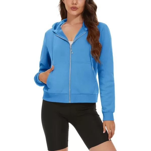 MAGCOMSEN Women's Cropped Hoodie Sweatshirt Fleece Lined Full Zip Up Jacket With Pockets