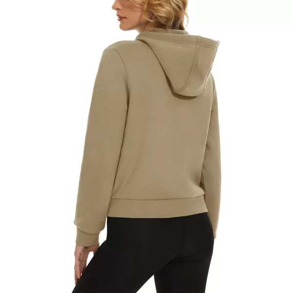 MAGCOMSEN Women's Cropped Hoodie Sweatshirt Fleece Lined Full Zip Up Jacket With Pockets