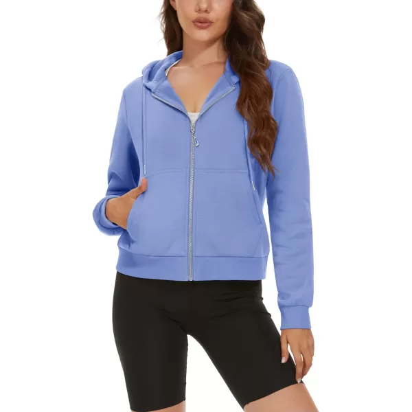 MAGCOMSEN Women's Cropped Hoodie Sweatshirt Fleece Lined Full Zip Up Jacket With Pockets
