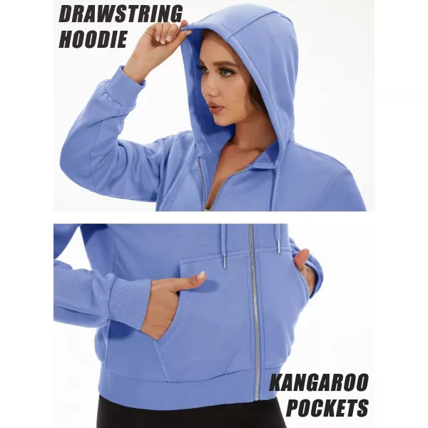 MAGCOMSEN Women's Cropped Hoodie Sweatshirt Fleece Lined Full Zip Up Jacket With Pockets