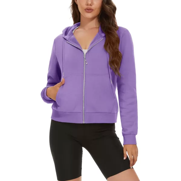 MAGCOMSEN Women's Cropped Hoodie Sweatshirt Fleece Lined Full Zip Up Jacket With Pockets