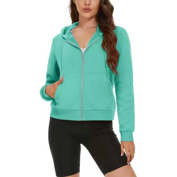 MAGCOMSEN Women's Cropped Hoodie Sweatshirt Fleece Lined Full Zip Up Jacket With Pockets