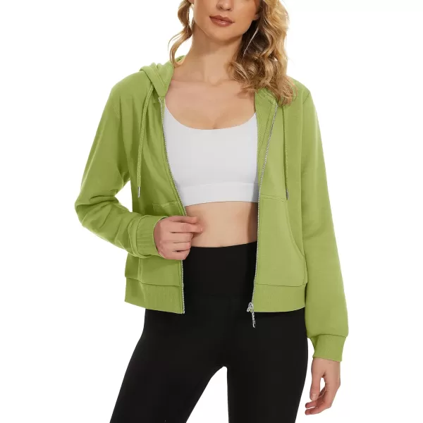 MAGCOMSEN Women's Cropped Hoodie Sweatshirt Fleece Lined Full Zip Up Jacket With Pockets