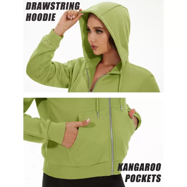 MAGCOMSEN Women's Cropped Hoodie Sweatshirt Fleece Lined Full Zip Up Jacket With Pockets