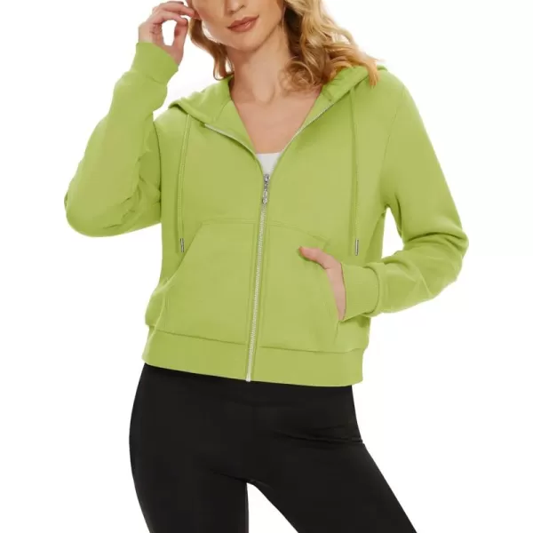 MAGCOMSEN Women's Cropped Hoodie Sweatshirt Fleece Lined Full Zip Up Jacket With Pockets