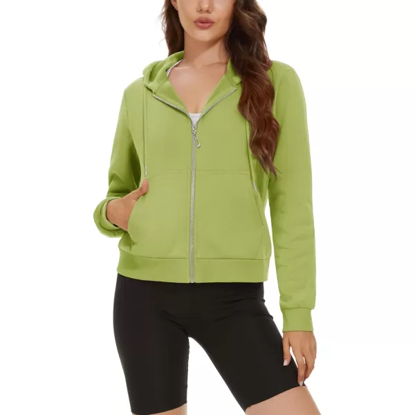 MAGCOMSEN Women's Cropped Hoodie Sweatshirt Fleece Lined Full Zip Up Jacket With Pockets