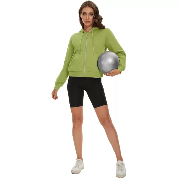 MAGCOMSEN Women's Cropped Hoodie Sweatshirt Fleece Lined Full Zip Up Jacket With Pockets