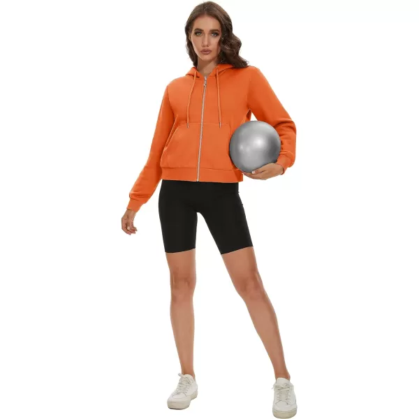MAGCOMSEN Women's Cropped Hoodie Sweatshirt Fleece Lined Full Zip Up Jacket With Pockets