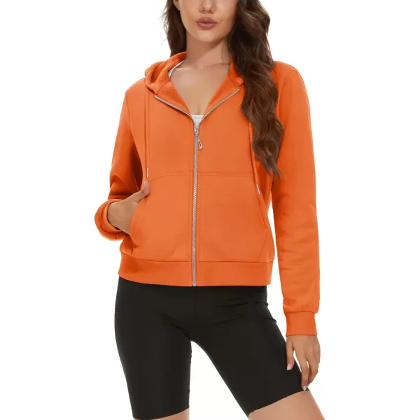 MAGCOMSEN Women's Cropped Hoodie Sweatshirt Fleece Lined Full Zip Up Jacket With Pockets