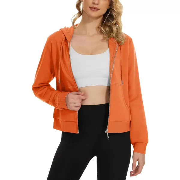 MAGCOMSEN Women's Cropped Hoodie Sweatshirt Fleece Lined Full Zip Up Jacket With Pockets