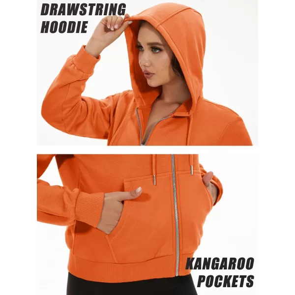 MAGCOMSEN Women's Cropped Hoodie Sweatshirt Fleece Lined Full Zip Up Jacket With Pockets