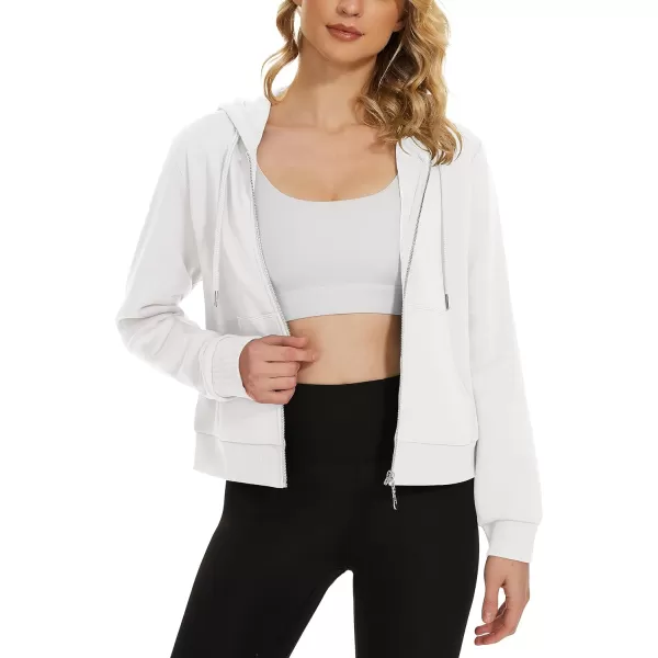 MAGCOMSEN Women's Cropped Hoodie Sweatshirt Fleece Lined Full Zip Up Jacket With Pockets