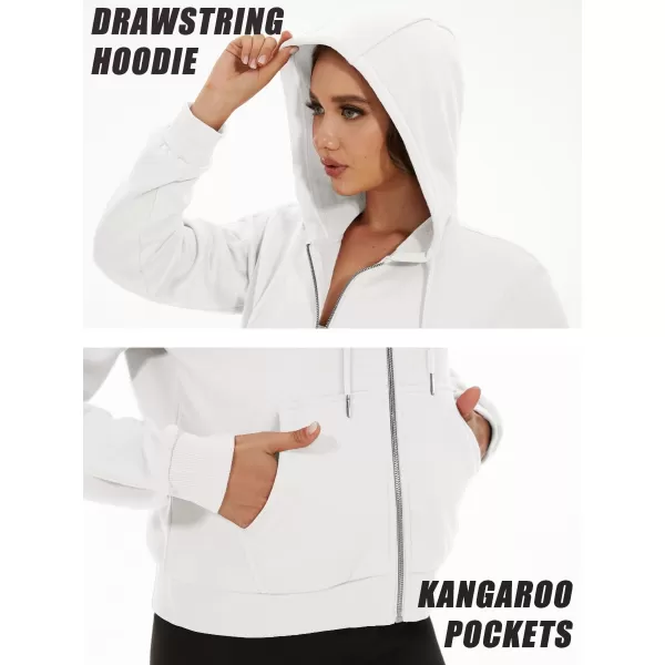 MAGCOMSEN Women's Cropped Hoodie Sweatshirt Fleece Lined Full Zip Up Jacket With Pockets